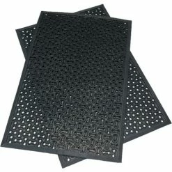 Rubber-Cal "Dura-Scraper Drainage" Commercial Door Mat - 3/8" x 24" x 36" - Black Rubber Doormats