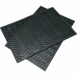 Rubber-Cal "Dura-Scraper Wave" Commercial Entrance Mat - 3/8" x 24" x 36" - Black Rubber Doormats