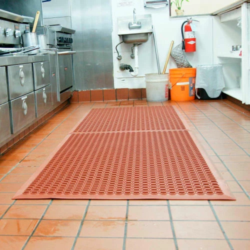 Rubber-Cal "1/2" Dura Chef" Non-Slip Rubber Kitchen Floor Mat, 1/2" x 36" x 60", Red - Image 5