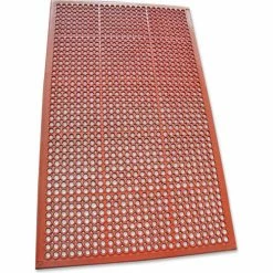 Rubber-Cal "1/2" Dura Chef" Non-Slip Rubber Kitchen Floor Mat, 1/2" x 36" x 60", Red
