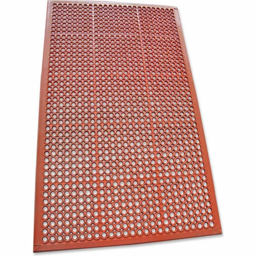 Rubber-Cal "1/2" Dura Chef" Non-Slip Rubber Kitchen Floor Mat, 1/2" x 36" x 60", Red