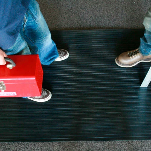 Rubber-Cal "Composite-Rib" Corrugated Rubber Floor Mats, 1/8" Thick x 3' x 10' Roll, Black - Image 5