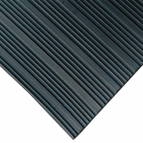 Rubber-Cal "Composite-Rib" Corrugated Rubber Floor Mats, 1/8" Thick x 3' x 10' Roll, Black