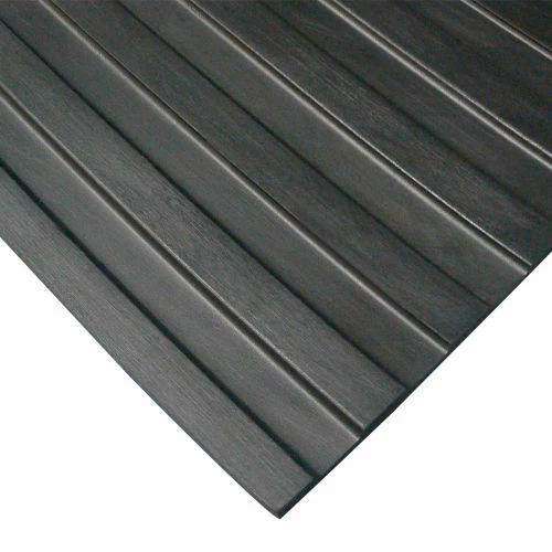 Rubber-Cal "Wide-Rib" Corrugated Rubber Floor Mat - 1/8 in x 4 ft x 6 ft - Black Rubber Roll - Image 2
