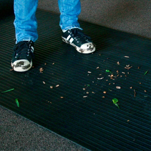 Rubber-Cal "Wide Rib" Rubber Flooring Mat - 1/8" Thick x 4ft x 10ft - Black Runner Mats - Image 5