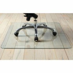 Lorell® Tempered Glass Chair Mat for Hard Floors and Carpets - 50"L x 44"W