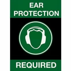 NoTrax® Ear Protection Required Safety Message Mat 3/8" Thick 4' x 6' Black