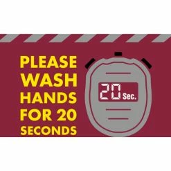 NoTrax® Wash Hands Second Safety Message Mat 3/8" Thick 4' x 6' Red