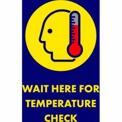 NoTrax® Wait Here for Temperature Check Safety Message Mat 3/8" Thick 3' x 5' Burgundy