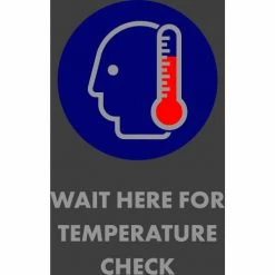 NoTrax® Wait Here for Temperature Check Safety Message Mat 3/8" Thick 4' x 6' Black