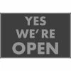 NoTrax® Yes We're Open Safety Message Mat 3/8" Thick 4' x 6' Black