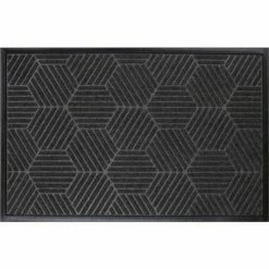 M+A Matting WaterHog Silver Entrance Mat, 3/8"Thick, 3'W x 5'L, Black Smooth Backing
