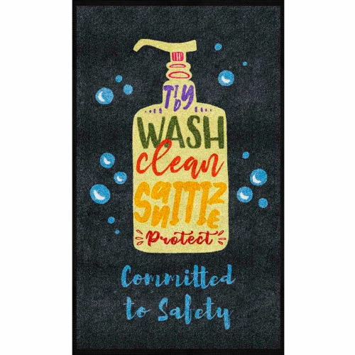 M+A Matting Committed to Safety - Carpeted Message Mat 3/8" Thick 3' x 5' Black