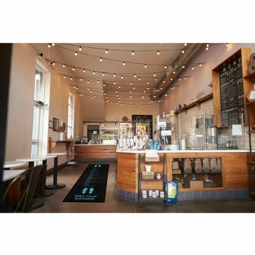 M+A Matting Keep Your Distance - Carpeted Message Mat 3/8" Thick 3' x 10' Black - Image 2