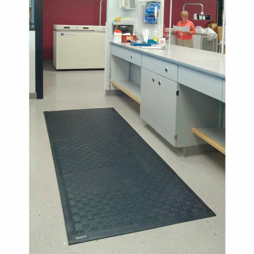 M+A Matting Cushion Station Anti Fatigue Mat 7/16" Thick 3' x 5' Black - Image 3