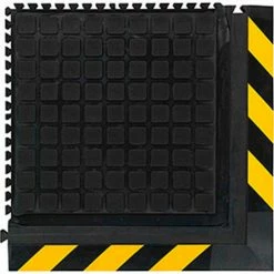 M+A Matting Hog Heaven III Comfort Modular Corner Tile 3/4" Thick 1.5' Black/Yellow Chevron Border