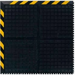 M+A Matting Hog Heaven III Comfort Modular Corner Tile 3/4" Thick 3' Black/Yellow Chevron Border