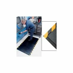 M+A Matting Happy Feet Textured Mat 1/2" Thick 3' x 5' Black/Yellow Border