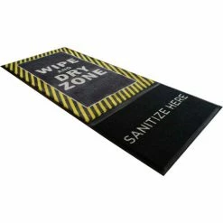 M+A Matting StepWell Shoe Sanitizing Mat 3/8" Thick 3' x 7' Gray with Yellow Caution Chevron