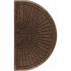 M+A Matting WaterHog Eco Grand Elite 3/8" Thick Half Oval Entrance Mat, Chestnut Brown 3' x 1'8"