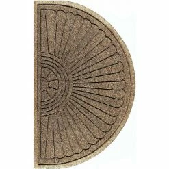 M+A Matting WaterHog Eco Grand Elite 3/8" Thick Half Oval Entrance Mat, Khaki 6' x 3'3"