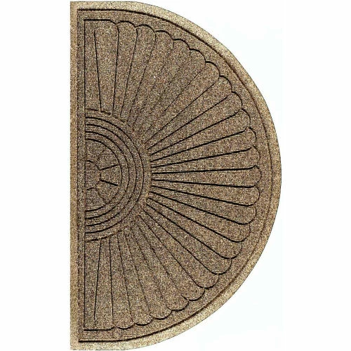 M+A Matting WaterHog Eco Grand Elite 3/8" Thick Half Oval Entrance Mat, Khaki 6' x 3'3"
