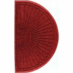 M+A Matting Waterhog Grand Classic Mat Half Oval 4'W X 2'4"L Black Red