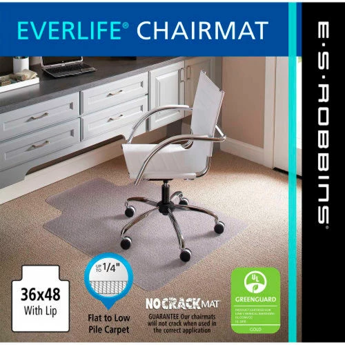 ES Robbins® Bulk Pack Chair Mat for Carpet - 36"W x 48"L with Lip - Straight Edge - Ind. Pkg - Image 3