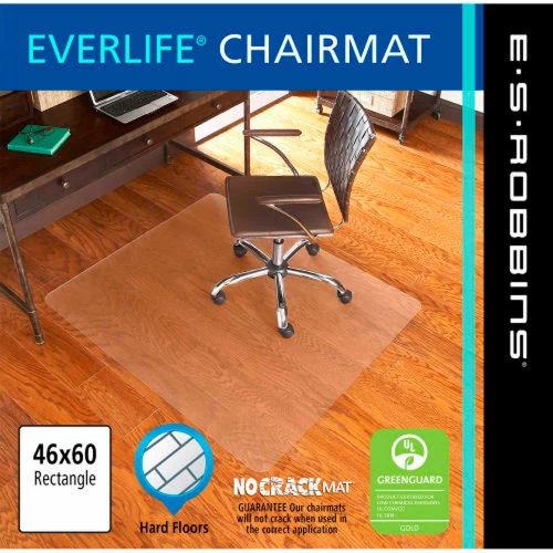 ES Robbins® Office Chair Mat for Hard Floor - 46"W x 60"L - Straight Edge - Clear - Image 2