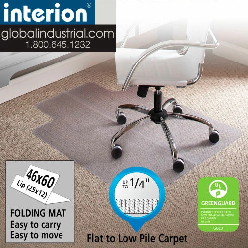 Interion By Global Industrial Interion® Office Chair Mat for Carpet - 46"W x 60"L with 25" x 12" Lip - Straight Edge - Image 5